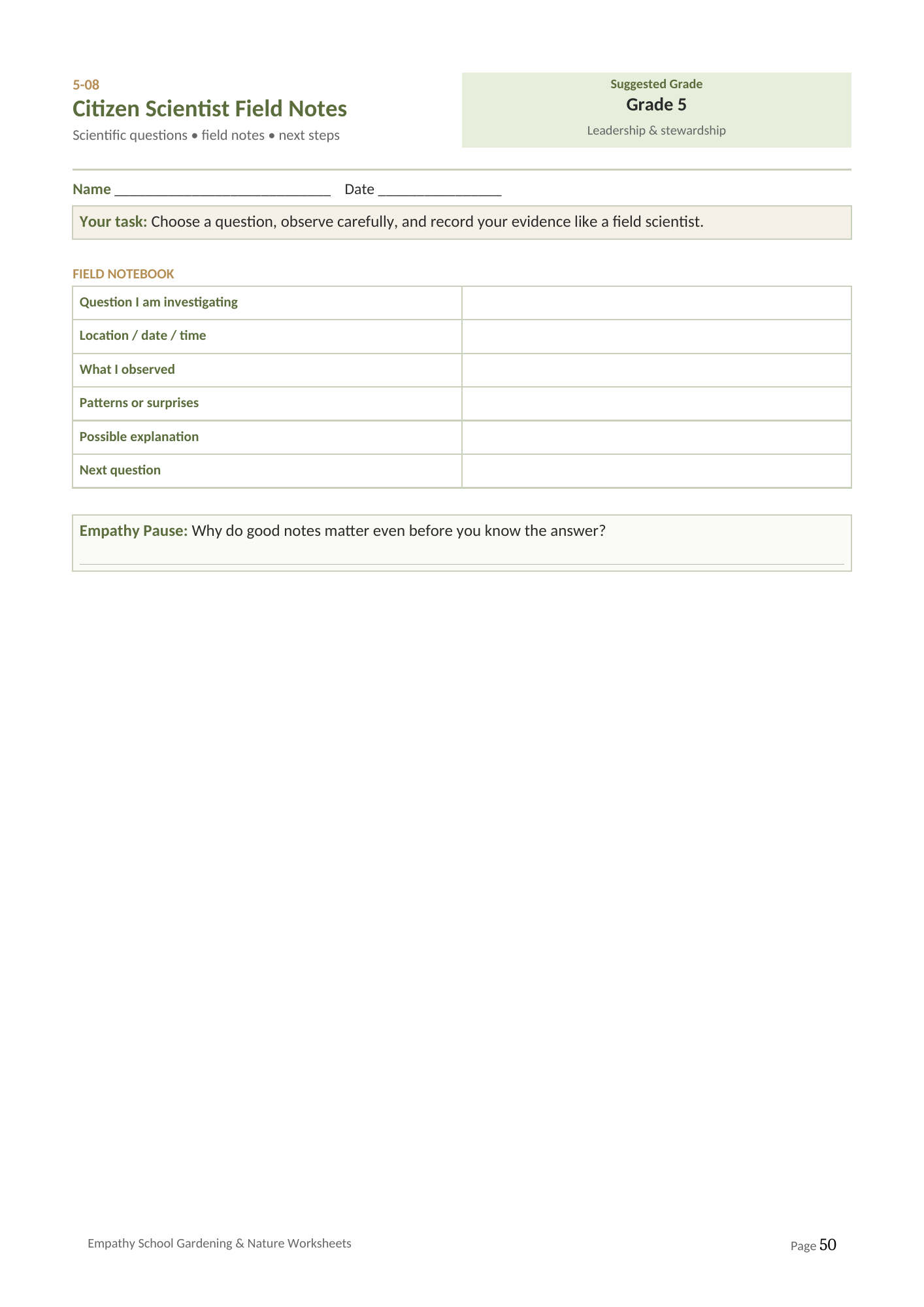 Citizen Scientist Field Notes