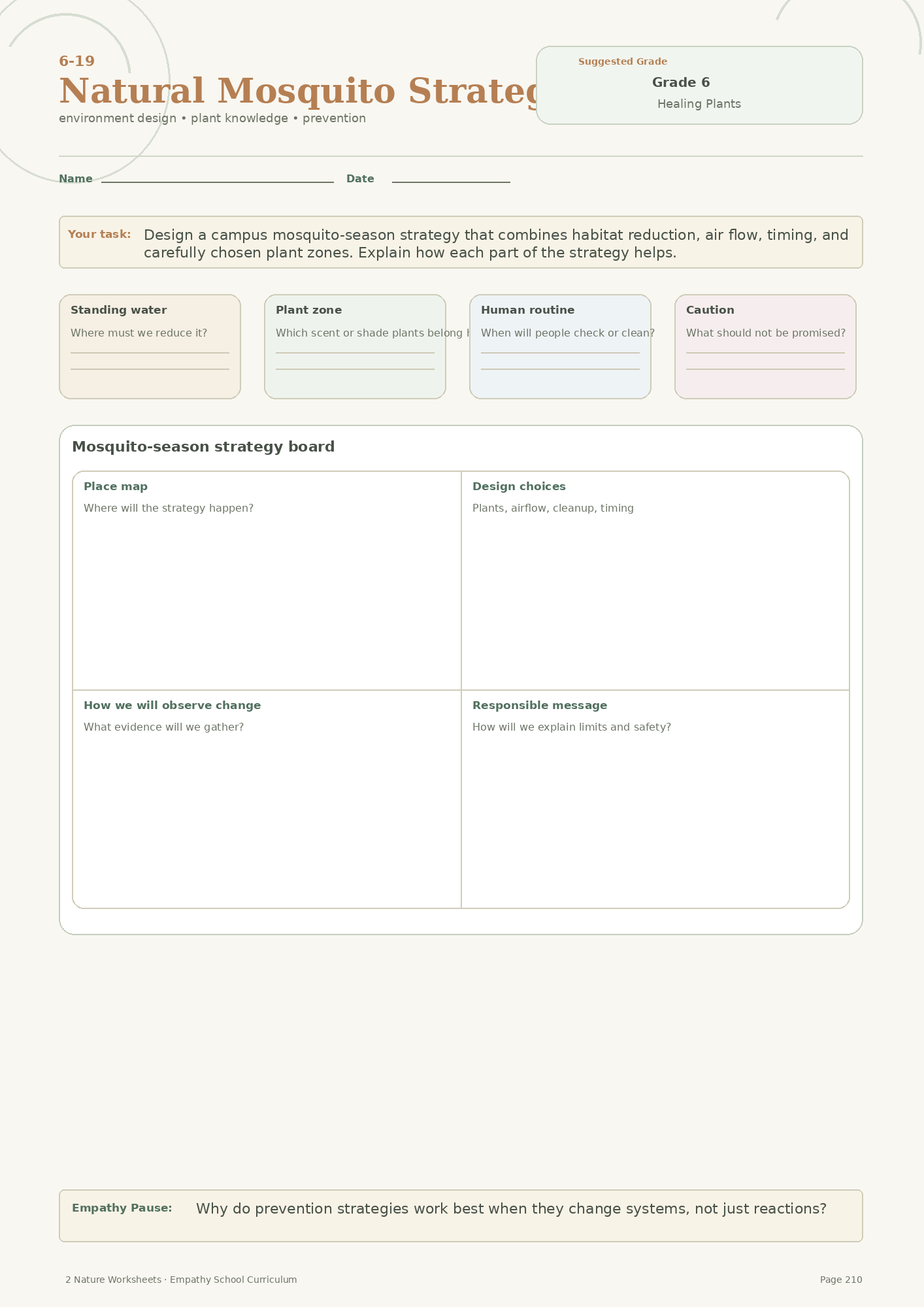Natural Mosquito Strategy Design