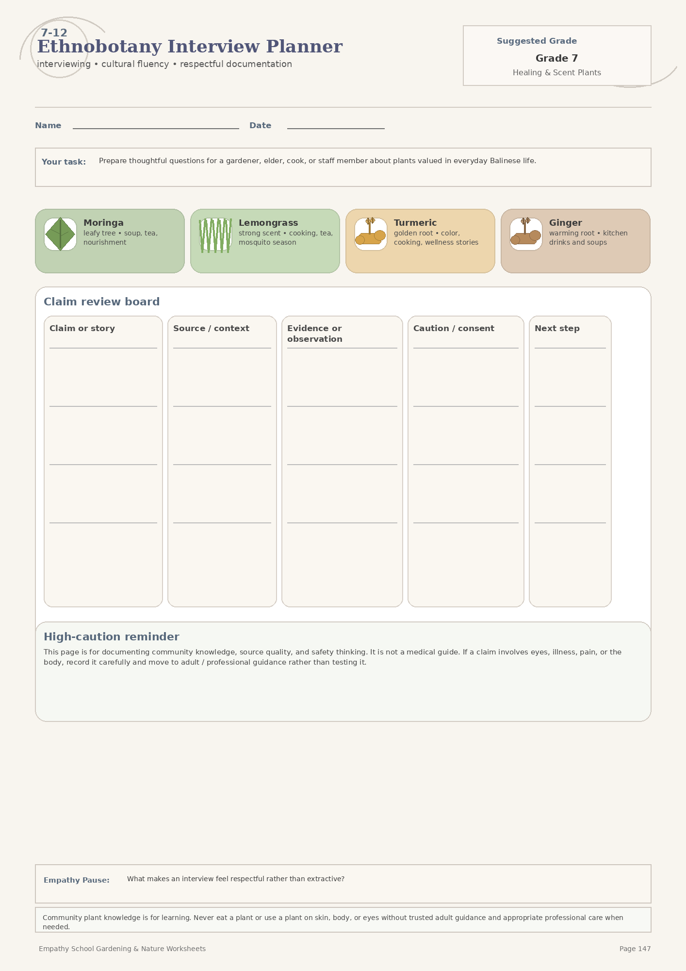 Ethnobotany Interview Planner