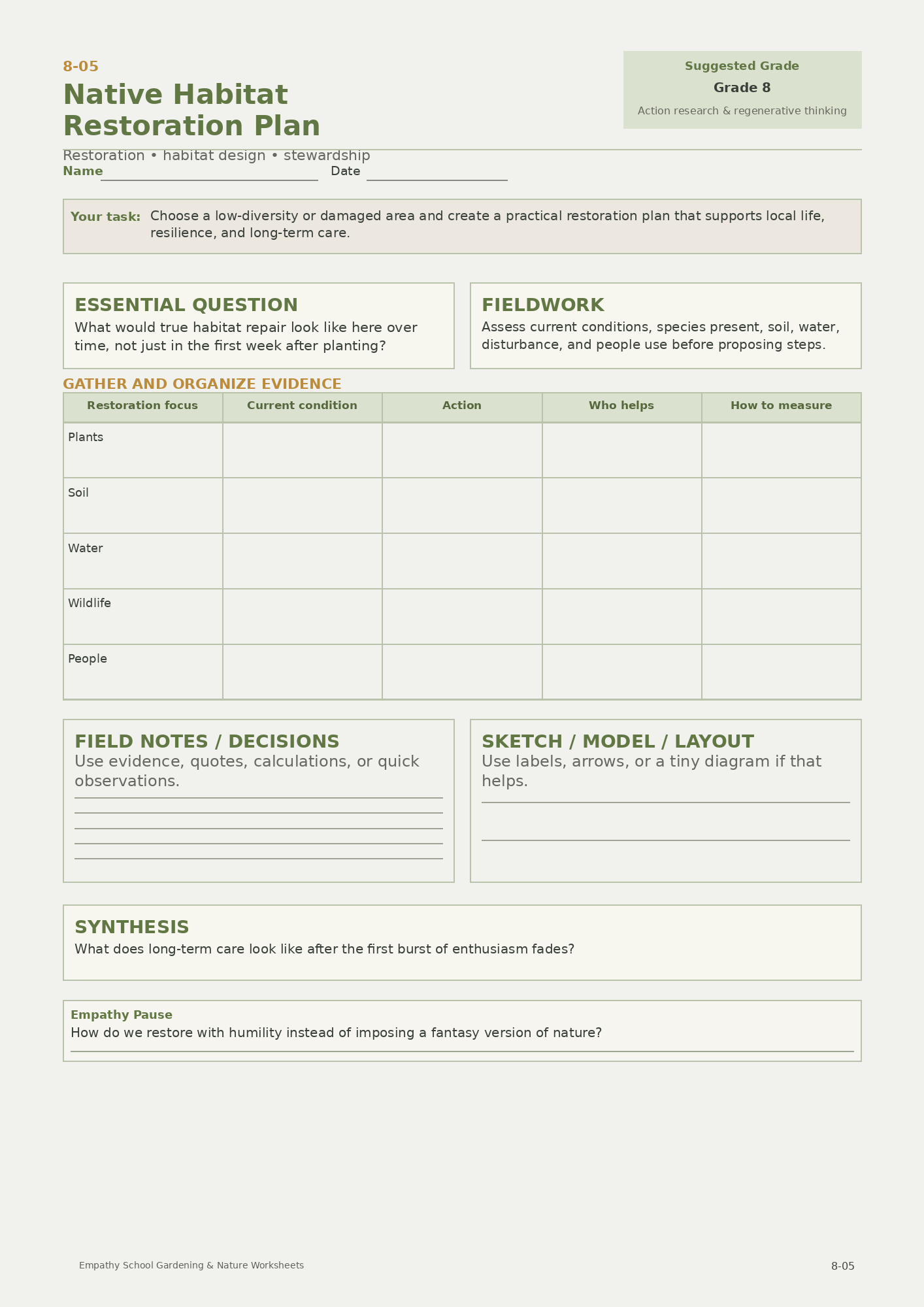 Native Habitat Restoration Plan