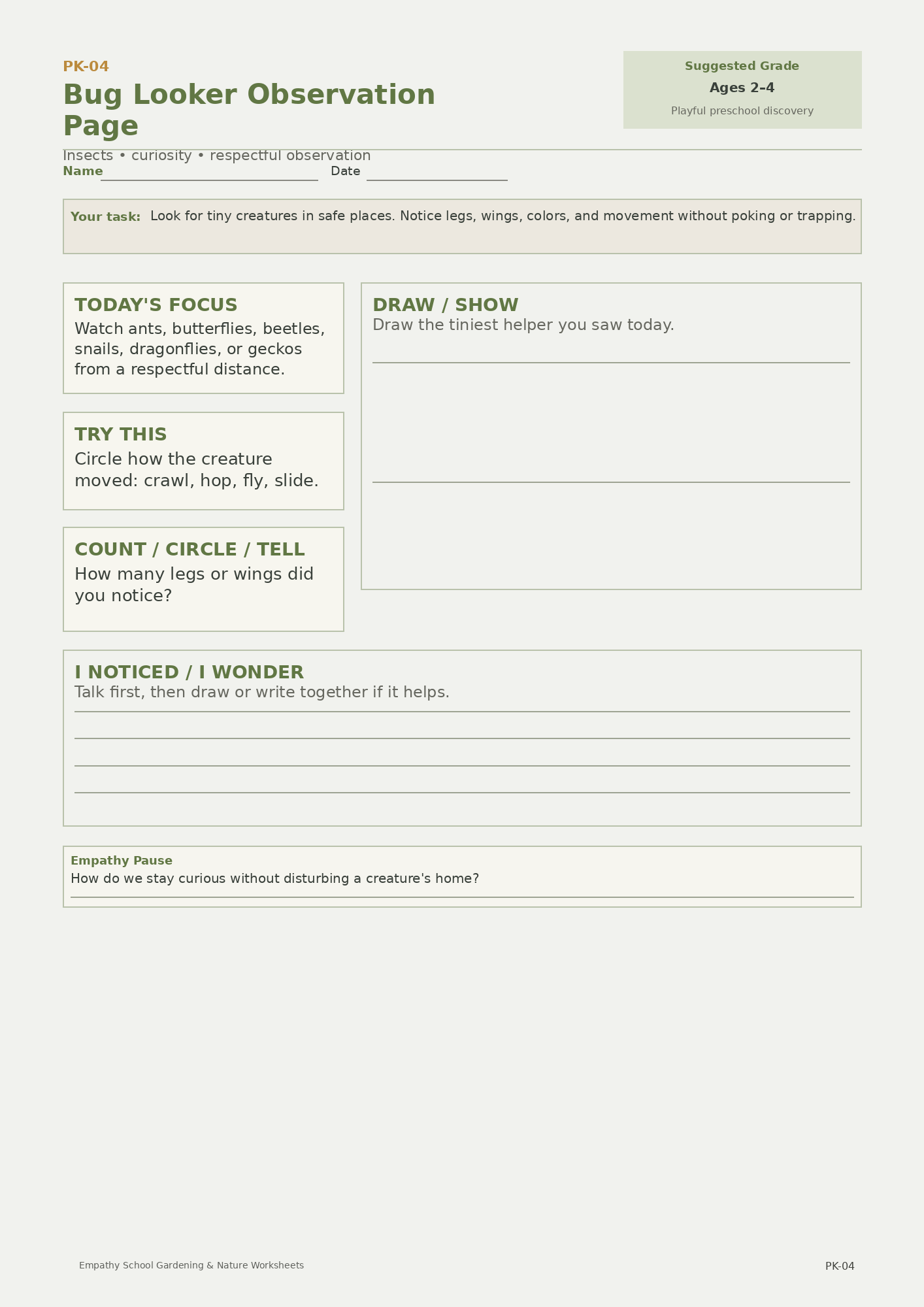Bug Looker Observation Page
