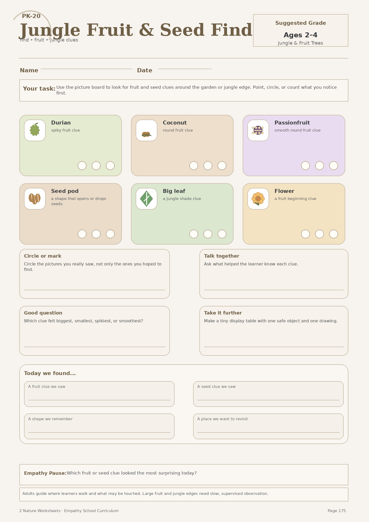 Jungle Fruit and Seed Finder Board